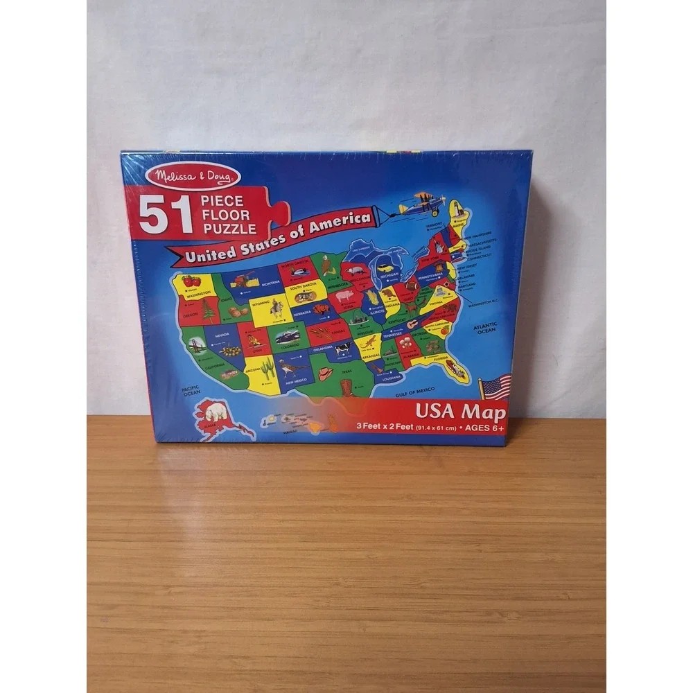 Melissa & Doug USA Map Floor Puzzle 51pcs 3' X 2' SEALED